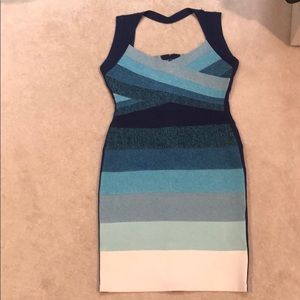 Shades of Blue Mini Bandage Dress